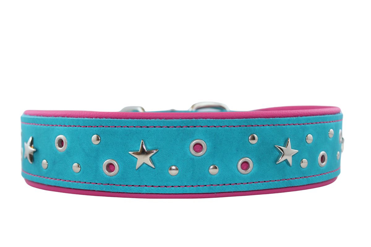 Lederhalsband mit Nieten & Sternen