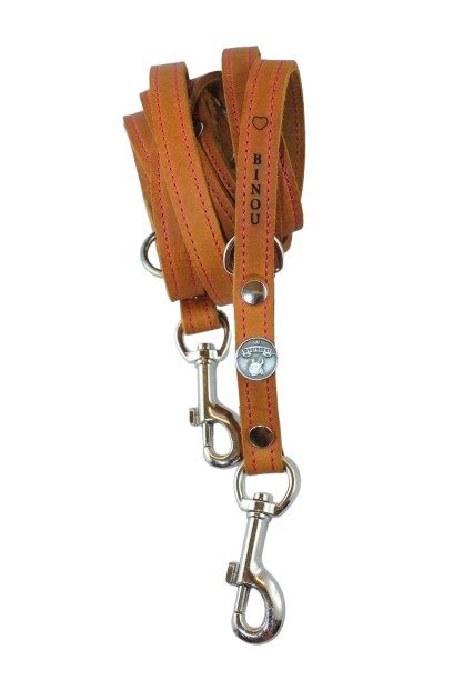 Fettlederleine mit Namen & Herz Gravur