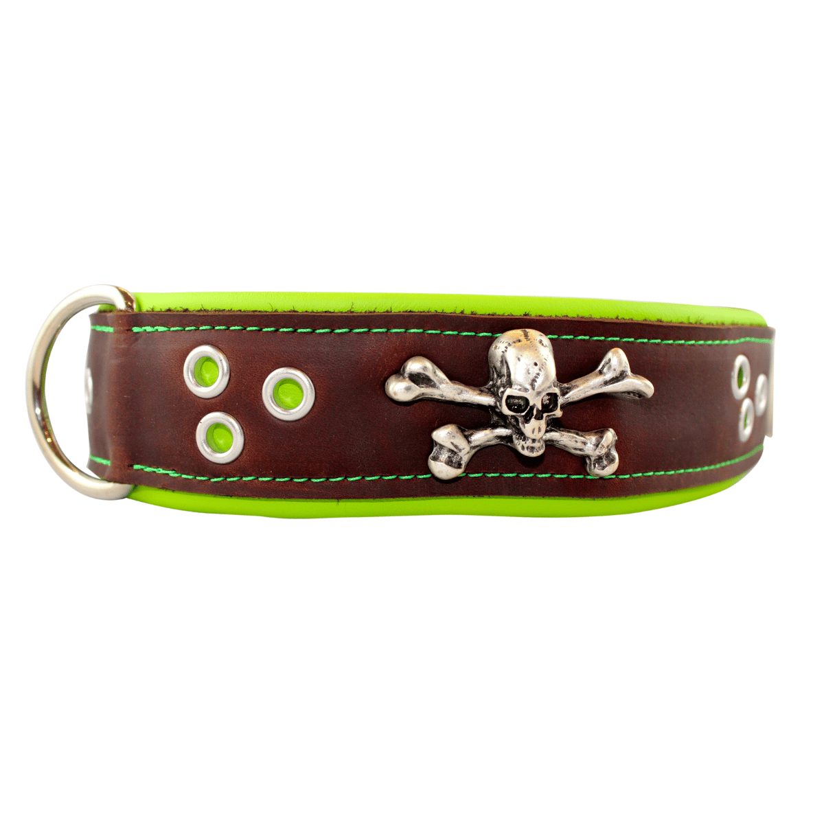 Lederhalsband Toto, mit Totenkopf & Lochnieten