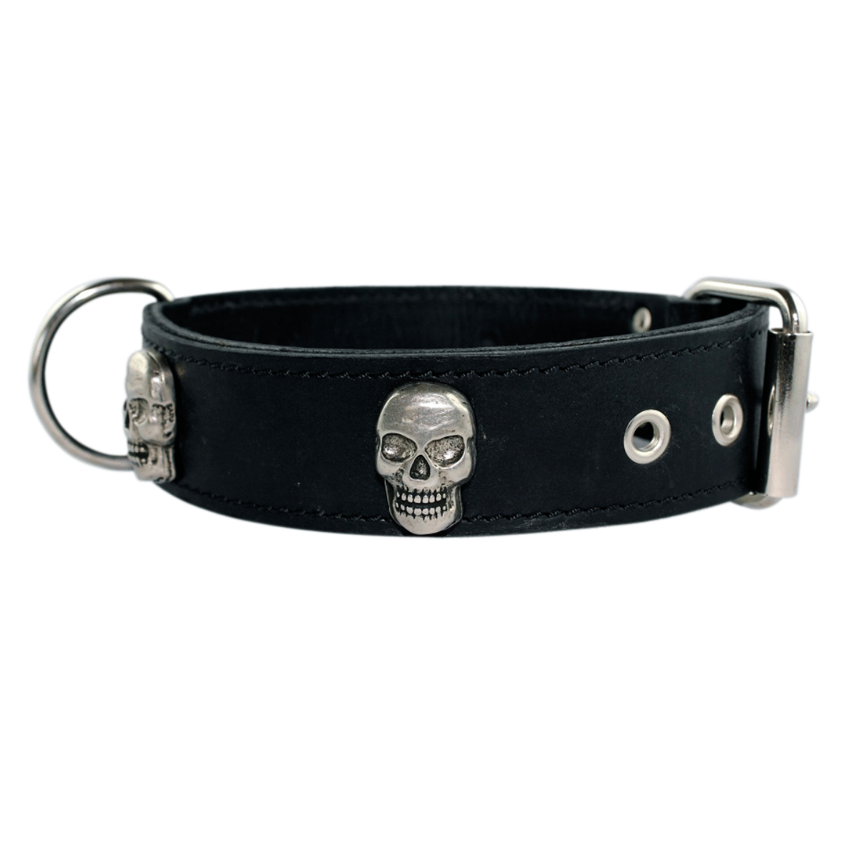 Lederhalsband Daco, mit Totenkopf
