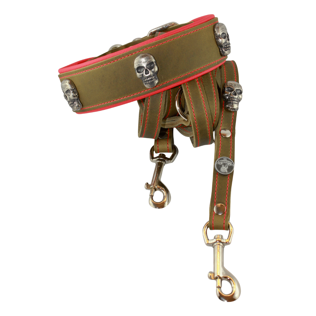Lederhalsband Kalle, mit Totenkopf im Set