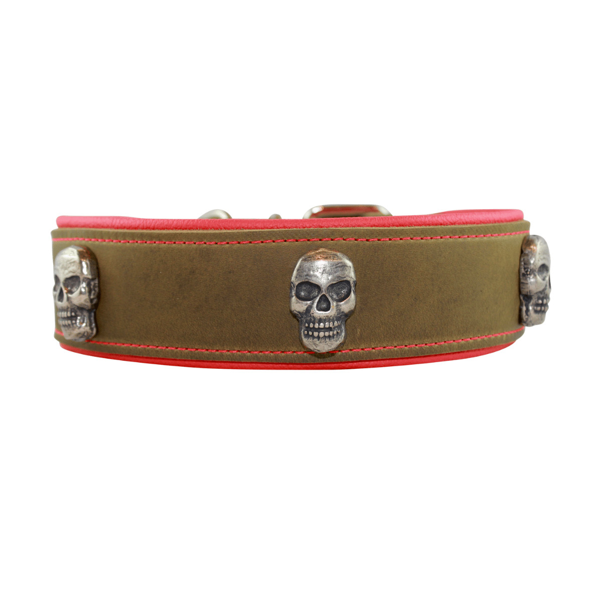 Lederhalsband Kalle, mit Totenkopf & Lochnieten