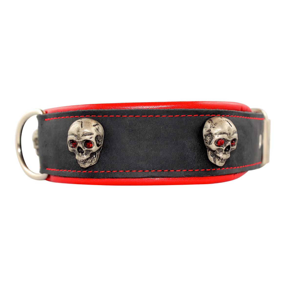 Lederhalsband Pitu, mit Totenkopf, weich gefüttert