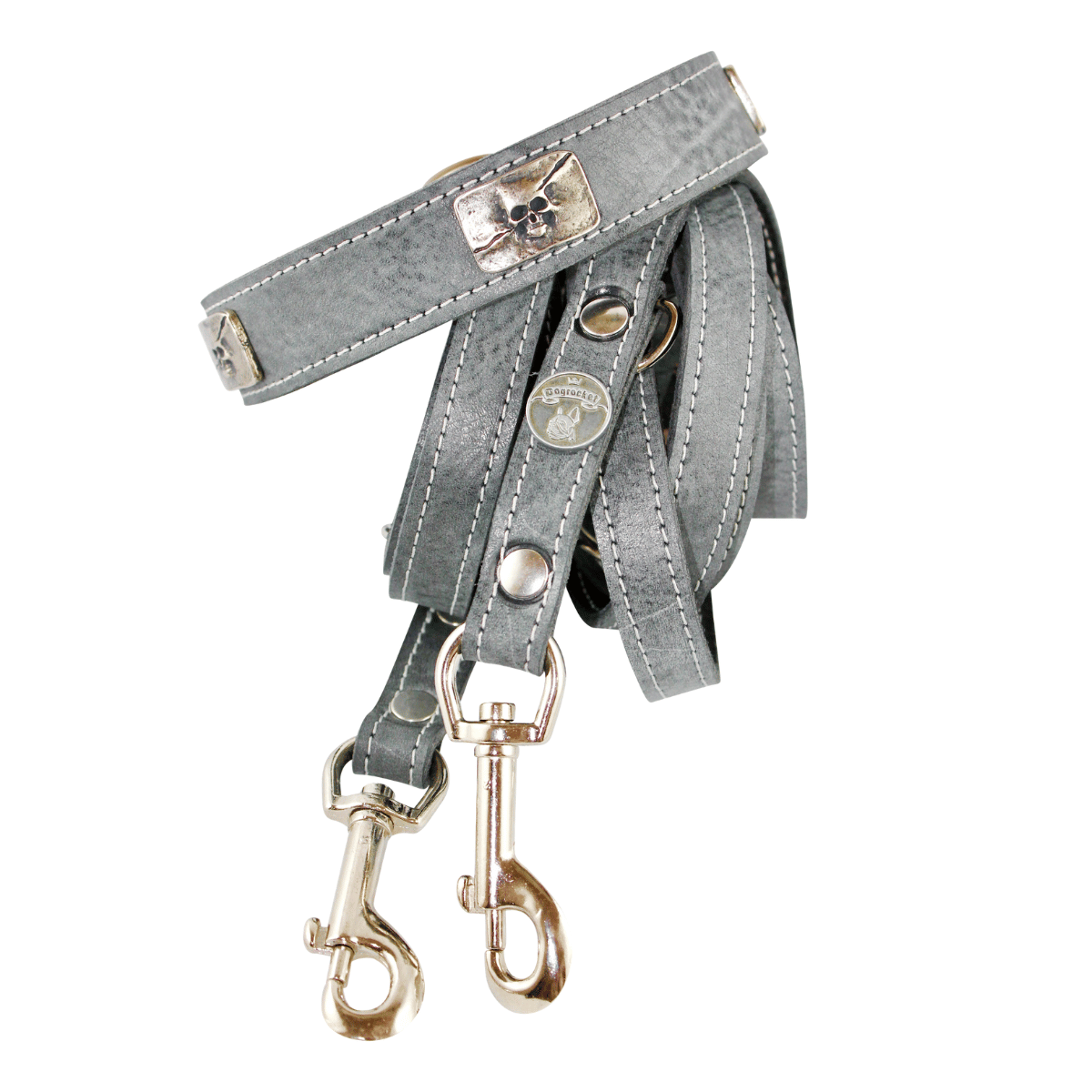 Lederhalsband Luca, mit Totenkopf, im Set