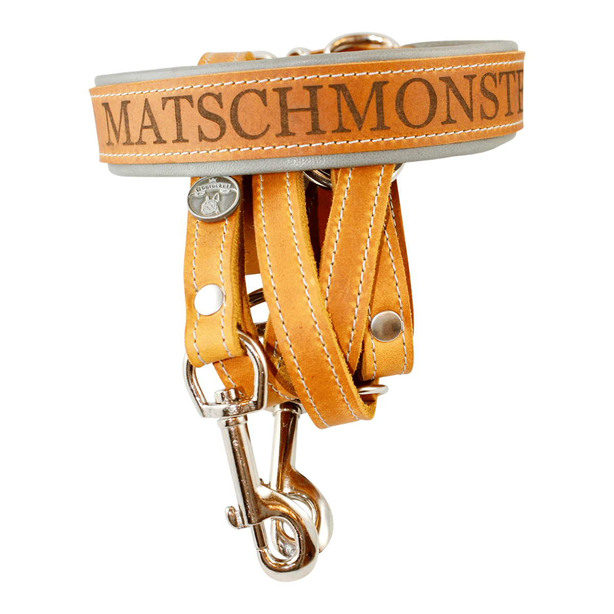 Lederhalsband Matschmonster, im Set