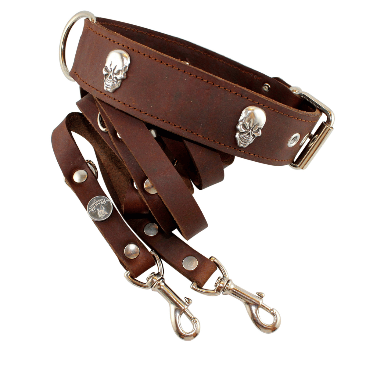 Lederhalsband Osja, mit Totenkopf, im Set