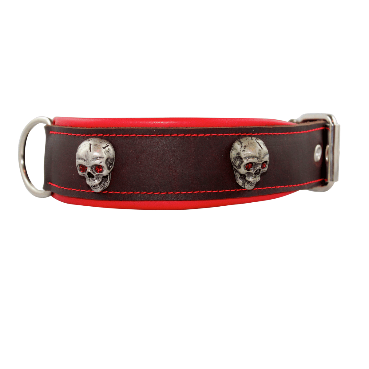 Lederhalsband Pitu, mit Totenkopf, weich gefüttert