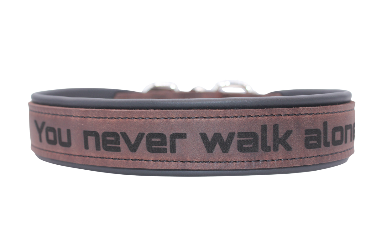 Lederhalsband mit You never walk alone Gravur