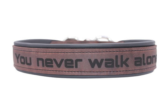 Lederhalsband mit You never walk alone Gravur