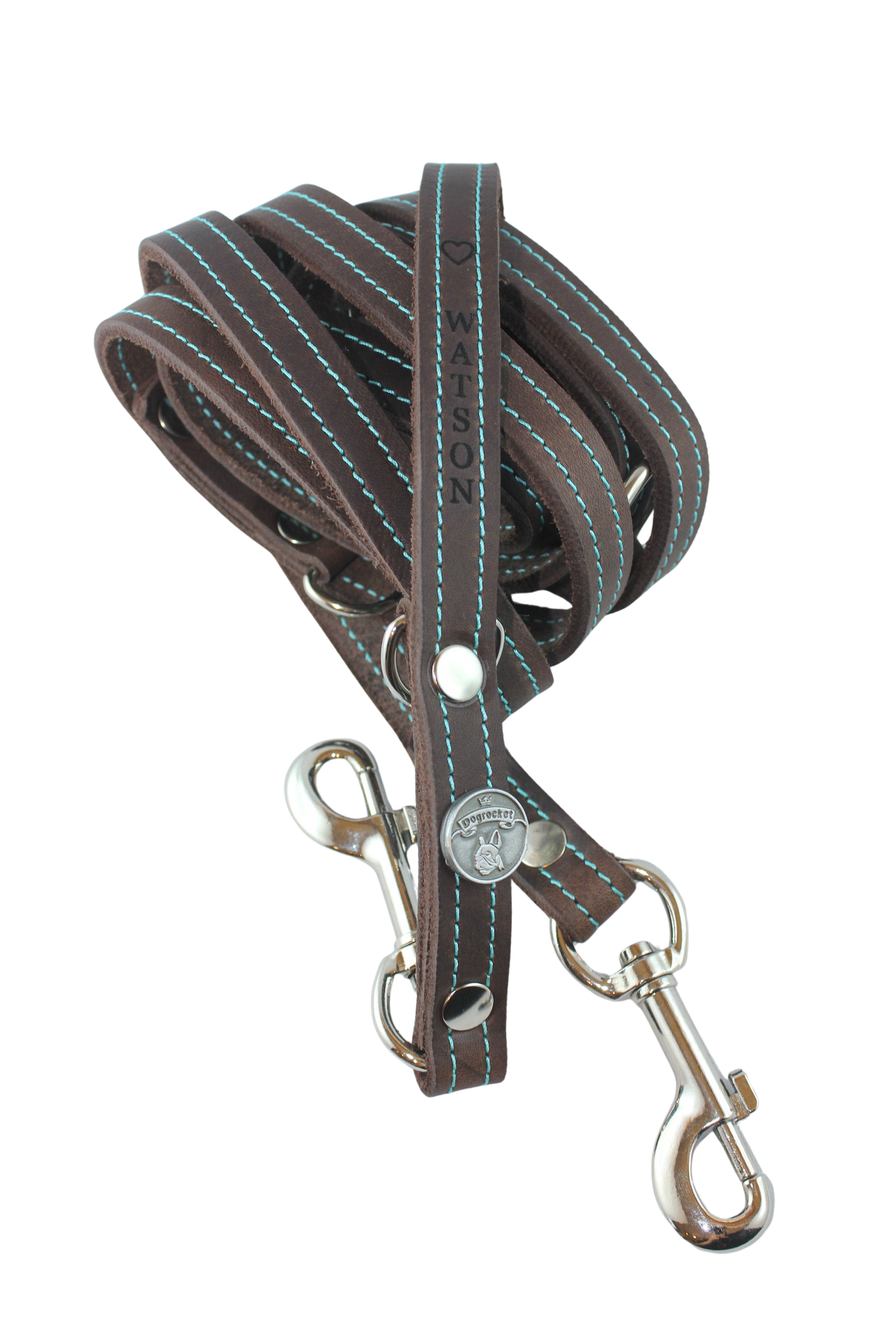 Fettlederleine mit Namen, genäht