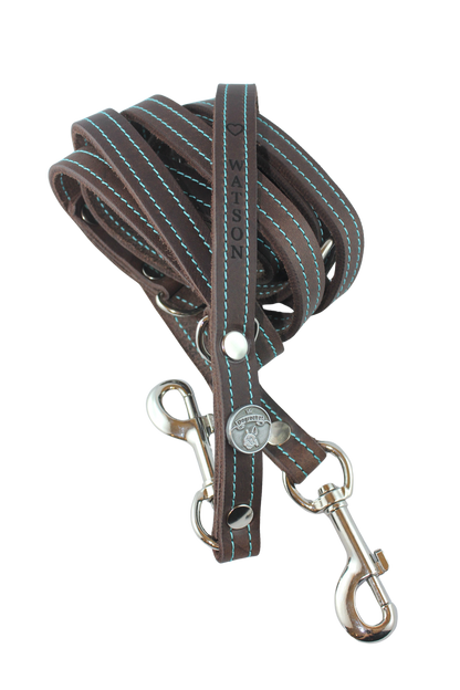 Fettlederleine mit Namen, genäht