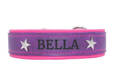 Lederhalsband Luma, mit Namen & Sternen