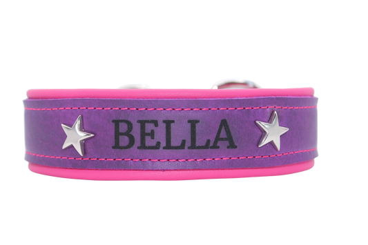 Lederhalsband Luma, mit Namen & Sternen